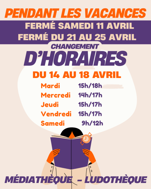 Horaires vacances avril2026